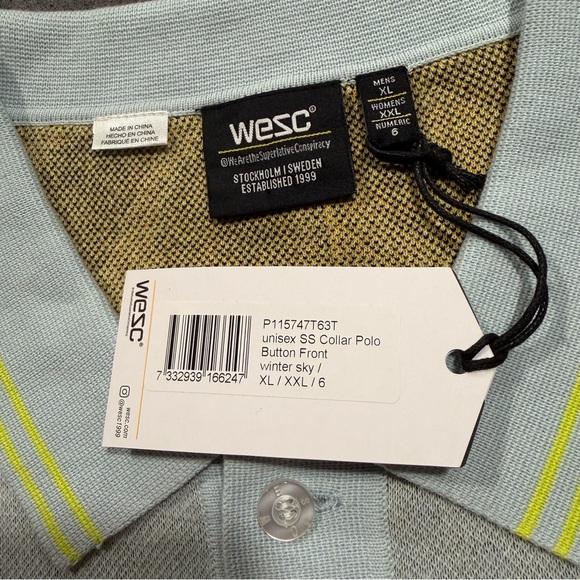 NWT WeSC S/S Polo Collar Cardigan Daisys (Winter Sky) - Picture 5 of 8